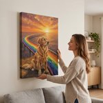Personalised Rainbow Pet Photo Memorable Canvas Prints with Name and Date Birthday Gift for Pet Loss