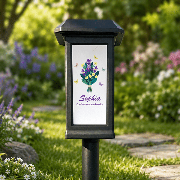Personalized Birth Flower Bouquet Solar Garden Light with Name and Trait Daily Use Garden Home Decor Birthday Gift for Garden Lovers Family
