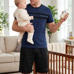 Personalized Simple Short-Sleeve Pajama Matching Shorts Set with Text Summer Home Clothing Father's Day Birthday Gift for Men
