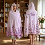 Personalized Multicolor Birth Flower Butterfly Soft Cozy Hooded Blanket with Name Daily Use Birthday Gift for Family Friend