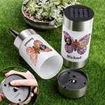 Gepersonaliseerde Multicolor Vlinder Kruis Foto Solar Tuinlamp met Naam Tuindecoratie Sympathie geschenk voor familie verlies van vader moeder