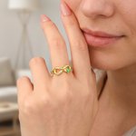 Henkilökohtainen Infinity Sign Heart Birthstone Sterling Silver Ring kaiverrettu nimi kihlaus häät lahja hänelle