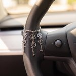 Personalised Birthstone Birth Flower Name Steering Wheel Charm Car Decor Birthday Gift for New Drivers Car Owners