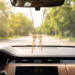 Personalised Birthstone Birth Flower Name Steering Wheel Charm Car Decor Birthday Gift for New Drivers Car Owners