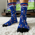 Personalized Photo Funny Soccer Pattern Breathable Mid-Calf Socks with Name and Number  Daily Wear World Cup Birthday Gift for Man Kid Football Lover