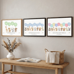 Personalised Watercolour Animals Balloons Canvas Prints with Name Warm Nursery Decor Baby Shower Birthday Gift for Newborns New Parents