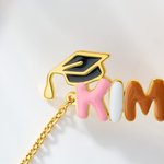 Personalized Graduation Cap Enamel Bubble Letter Name Bracelet Unique Jewelry Daily Wear Graduation Ceremony Gift for Graduates