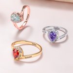 Personalized Birthstone Ring with Name and Year Dainty Jewelry Graduation Birthday Gift for Girl Graduates