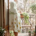 Personalized Multicolor Birth Flower Butterfly Soft Cozy Hooded Blanket with Name Daily Use Birthday Gift for Family Friend