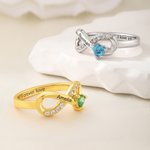 Henkilökohtainen Infinity Sign Heart Birthstone Sterling Silver Ring kaiverrettu nimi kihlaus häät lahja hänelle