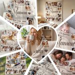 Couverture personnalisée avec nom photos et textes - Décoration de maison - Cadeau de fête des Mère et fête des Pères pour la famille