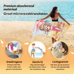 Gepersonaliseerde sneldrogend strandlaken met cartoonfiguur en naam met trekkoordtas verjaardagscadeau en strandcadeau voor kinderen en volwassenen