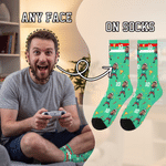 Personalized Photo Funny Soccer Pattern Breathable Mid-Calf Socks with Name and Number  Daily Wear World Cup Birthday Gift for Man Kid Football Lover