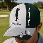 Personalized Golf Swing Silhouette Multicolor Baseball Cap with Name Father's Day Game Day Birthday Gift for Golf Lovers