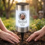 Personalisiertes Solar Grablicht mit Trauerspruch und Foto | mit Namen und Datum | Garten | Friedhof | Erinnerung Geschenk für Hinterbliebene