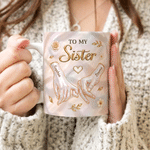 Personalized Pearl Shell 3D Effect Flower 11 oz / 15 oz Ceramic Mug with Name Birthday Anniversary Gift for Besties Sisters