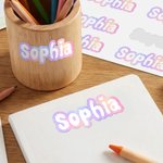 Personalized Multicolour Glitter Effect Name Waterproof Sticker Daily Use Back to School Birthday Gift for Kids