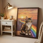 Personalised Rainbow Pet Photo Memorable Canvas Prints with Name and Date Birthday Gift for Pet Loss