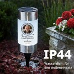 Personalisiertes Solar Grablicht mit Trauerspruch und Foto | mit Namen und Datum | Garten | Friedhof | Erinnerung Geschenk für Hinterbliebene