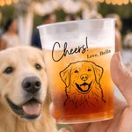 Personalized Line Art Style Pet Photo Frosted Food-Grade Plastic Cups with Names Set of 10 Daily Use Wedding Party Gift for Guests Newlyweds