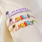 Personalized Graduation Cap Enamel Bubble Letter Name Bracelet Unique Jewelry Daily Wear Graduation Ceremony Gift for Graduates
