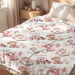 Personalized Cartoon Animals Lightweight Soft Blanket with Name Baby Shower Daily Use Birthday Gift for Baby New Parent