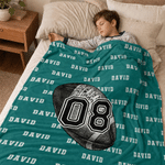 Personalized Soccer Basketball Baseball Sports Soft Throw Blanket with Name and Number Home Decor Game Day Team Gift for Sports Fan