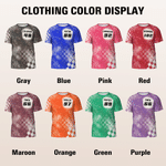 T-shirt personnalisé multicolore avec nom et numéro de voiture de course Cadeau d'anniversaire pour les amoureux de la course automobile