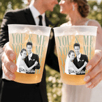 Personalized You & Me Photo Frosted Food-Grade Plastic Cup with Name and Text Set of 10 Wedding Gift for Bride Newlywed