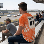 T-shirt personnalisé multicolore avec nom et numéro de voiture de course Cadeau d'anniversaire pour les amoureux de la course automobile