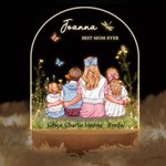 Personalisert Best Mom Ever Akvarell Family Embrace LED-nattlys med trebunn Hjemmedekorasjon Morsdag Bursdagsgave til mamma