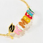 Personalized Graduation Cap Enamel Bubble Letter Name Bracelet Unique Jewelry Daily Wear Graduation Ceremony Gift for Graduates