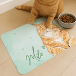 Personalized Watercolour Style Pet Portrait Photo Waterproof Pet Feeding Mat with Name and Rubber Backing Pet Supplies Birthday Gift for Pet Owners