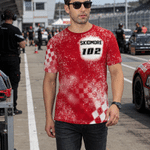 T-shirt personnalisé multicolore avec nom et numéro de voiture de course Cadeau d'anniversaire pour les amoureux de la course automobile