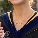 Personalized Cute Colorful Enamel Bubble Letters Graduation Cap Necklace with Name Dainty Jewelry Birthday Graduation Anniversary Gift for Graduates