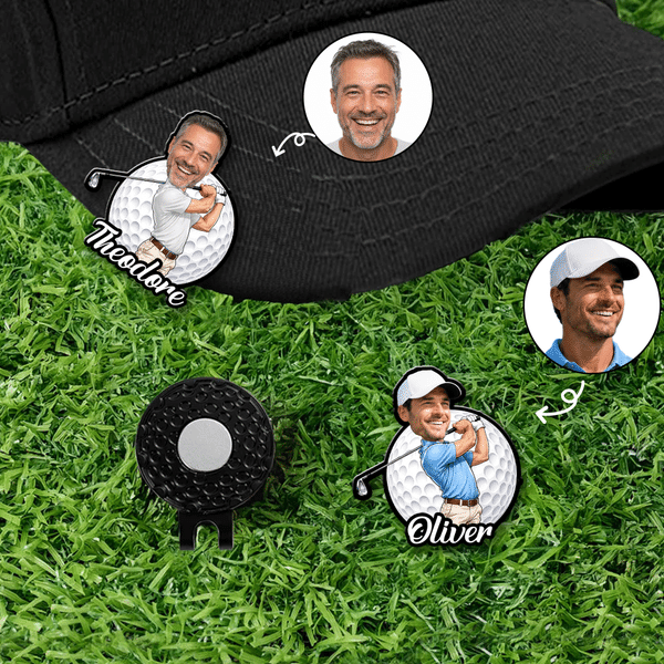 Personalised Photo Cartoon Character Magnetic Hat Clip Golf Ball Marker with Name Birthday Game Day Gift for Golf Player