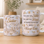 Personalized Pearl Shell 3D Effect Flower 11 oz / 15 oz Ceramic Mug with Name Birthday Anniversary Gift for Besties Sisters