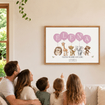 Personalised Watercolour Animals Balloons Canvas Prints with Name Warm Nursery Decor Baby Shower Birthday Gift for Newborns New Parents