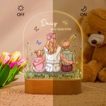 Personalisert Best Mom Ever Akvarell Family Embrace LED-nattlys med trebunn Hjemmedekorasjon Morsdag Bursdagsgave til mamma