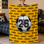 Personalized Soccer Basketball Baseball Sports Soft Throw Blanket with Name and Number Home Decor Game Day Team Gift for Sports Fan