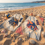 Personalised Volleyball Pattern Quick Dry Oversized Beach Towel with Name Daily Use Birthday Summer Vacation Gift for Volleyball Player Friend