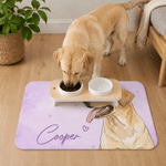 Personalized Watercolour Style Pet Portrait Photo Waterproof Pet Feeding Mat with Name and Rubber Backing Pet Supplies Birthday Gift for Pet Owners
