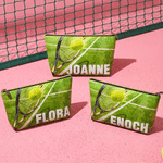 Bolsa de maquillaje portátil personalizada con nombre para tenistas Regalo de cumpleaños de viaje para los amantes del tenis