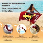 Personlig snabbtorkande strandhandduk och stort badlakan för fotboll med namn och nummer i sandfri mikrofiber för fotbollsälskare