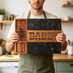 Título grabado personalizado 1-4 Nombres Acacia Mármol 11 Pcs Tabla de Cortar Posavasos Set con Tazón y Cuchara Día del Padre Housewarming Regalo para Papá
