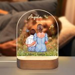 Personalisert Best Mom Ever Akvarell Family Embrace LED-nattlys med trebunn Hjemmedekorasjon Morsdag Bursdagsgave til mamma