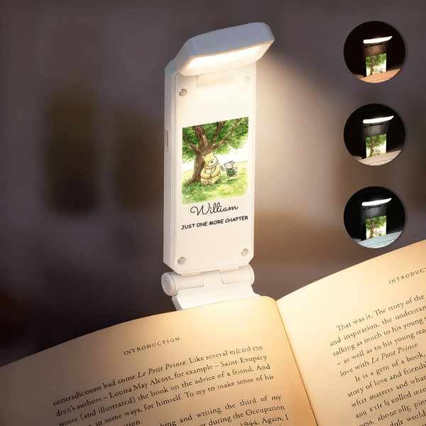 Personalized Classic Winnie the Pooh LED Rechargeable Light Clip with Name Emergency Mission Birthday Gift for Book Lovers Bookworms