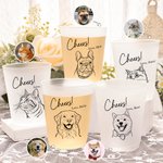 Personalized Line Art Style Pet Photo Frosted Food-Grade Plastic Cups with Names Set of 10 Daily Use Wedding Party Gift for Guests Newlyweds