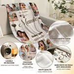 Couverture personnalisée avec nom photos et textes - Décoration de maison - Cadeau de fête des Mère et fête des Pères pour la famille
