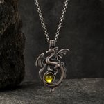 Personalized Western Fantasy Dragon Natural Birthstone Necklace Daily Jewelry Birthday Anniversary Gift for Women Men